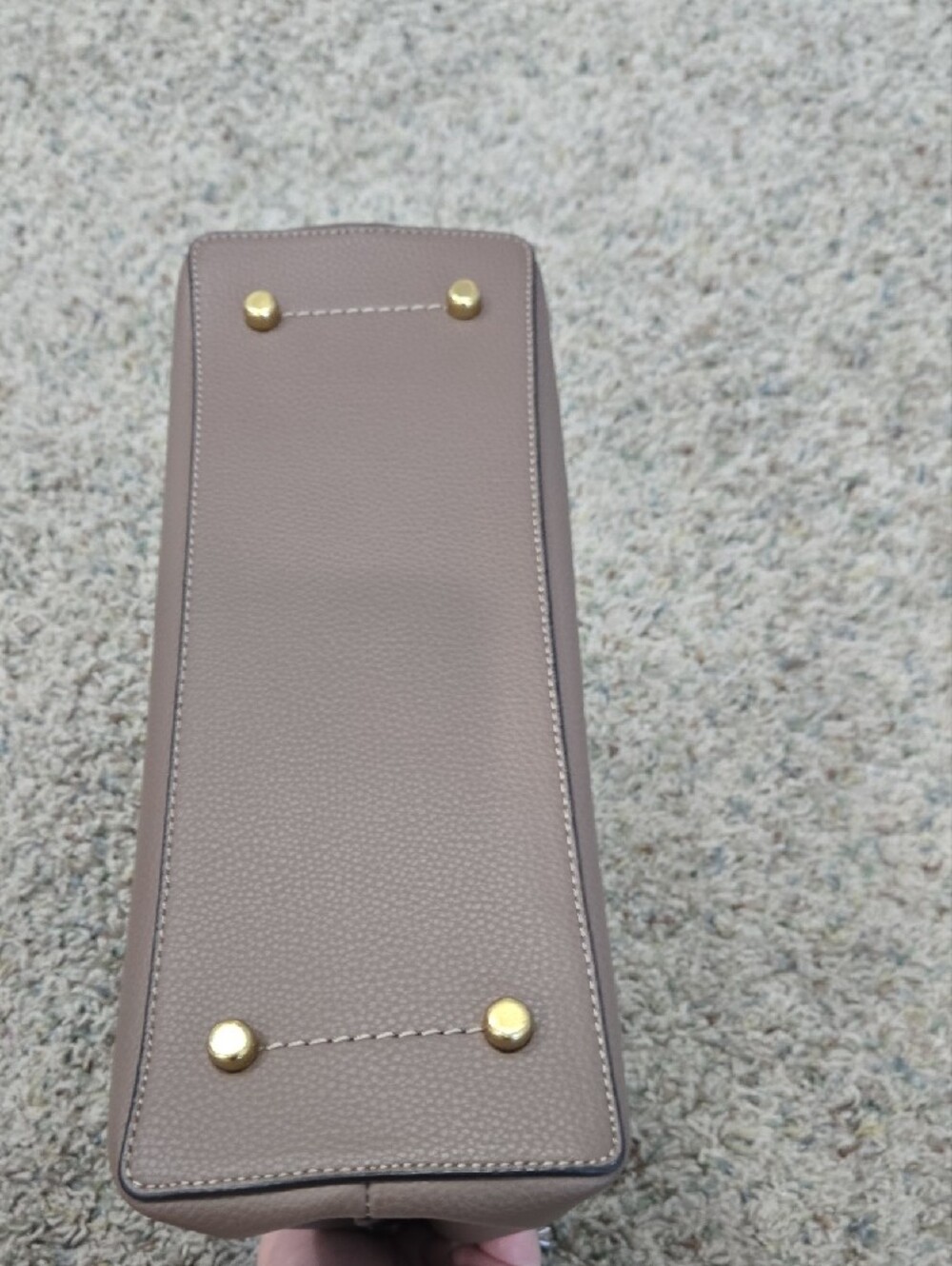 Coach Pebbled Leather Shoulder Bag in Taupe with Gold Turnlock - Picture 2 of 12